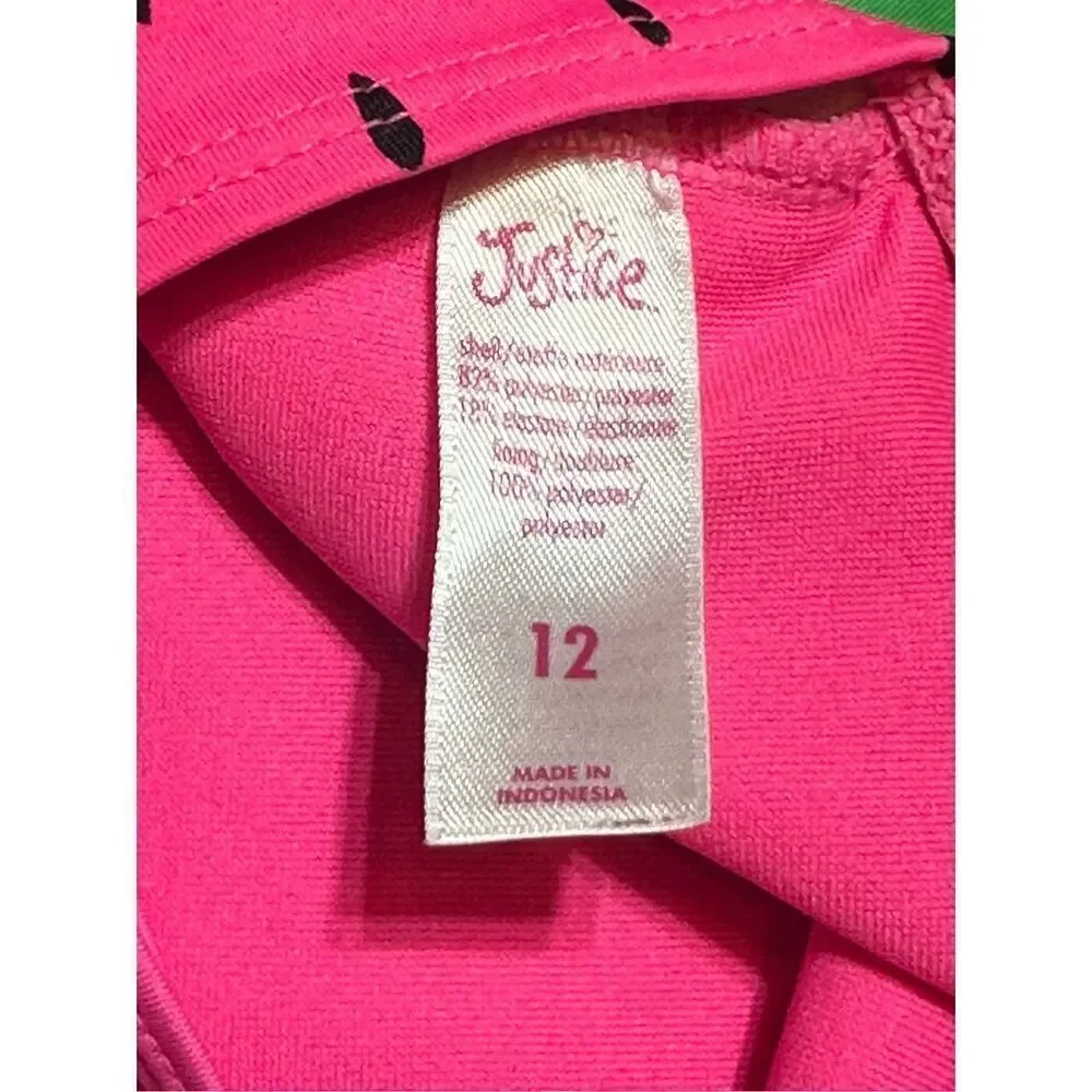 Justice little girls size 12 pink tankini swim top watermelon